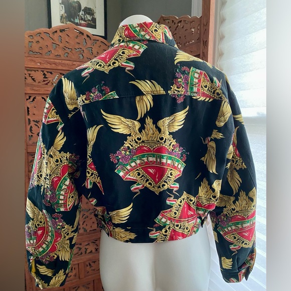 Vintage Moschino Jeans Winged Heart Women’s Denim Jacket. Size 10. 1990s/Y2K - Picture 3 of 11